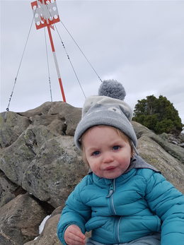 En fornøyd gutt som spiser blåbær på Høgenakken i Ålesund
